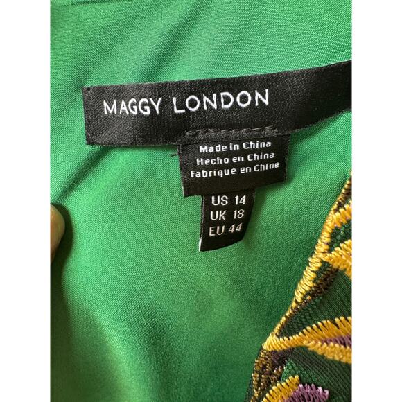 Maggy London Floral Embroidered Mesh Dress Size 14 NWT holiday Cottagecore - Picture 6 of 6